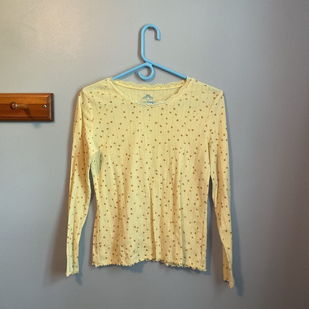 Girls L Long Sleeve Top with Floral Pattern